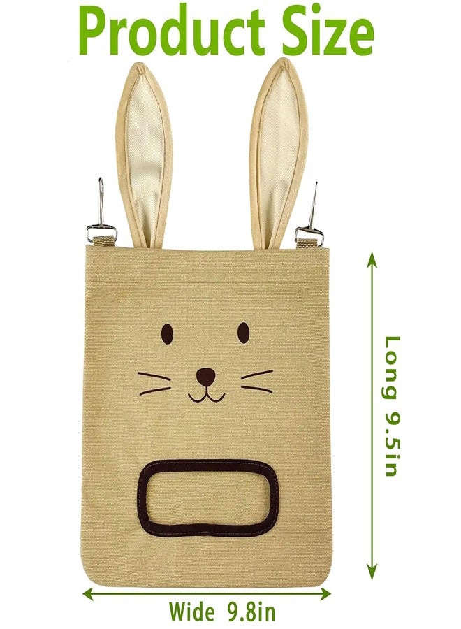 Colenumone Rabbit Hay Feeder Bag - Hanging Rabbit Hay Feeder for Rabbits, Guinea Pigs and Chinchillas, Moss and Alfalfa Hay (Khaki) - Image 2